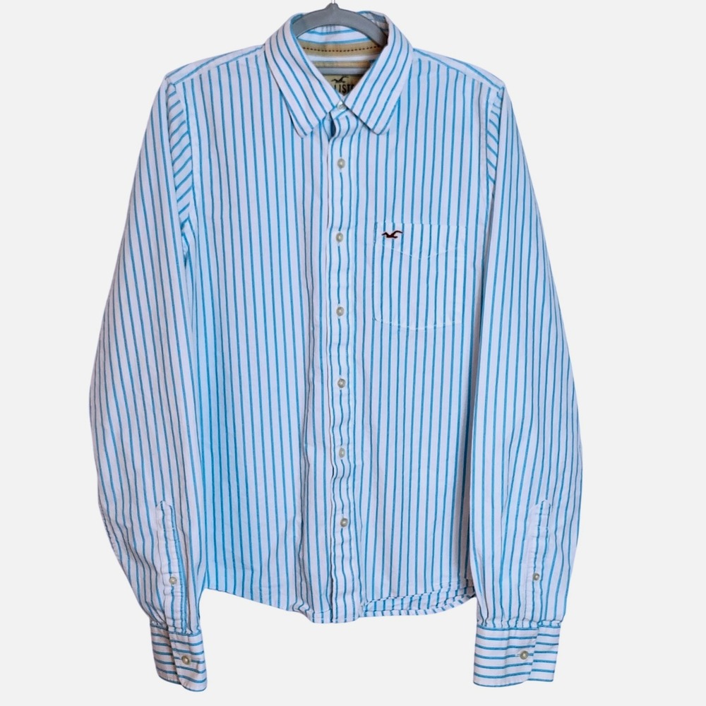 Hollister Button Down‎ Cotton Shirt Mens XL Long Sleeve Striped Casual Preppy